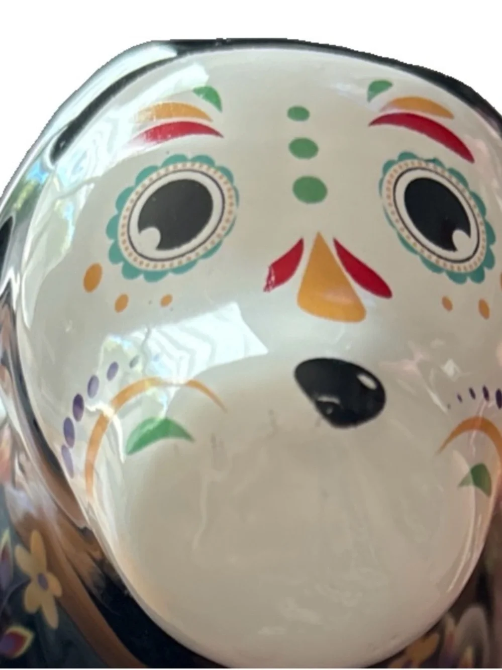 Trader Joes Day of the Dead Skeleton Dog Planter Ceramic Halloween Dia Muertos